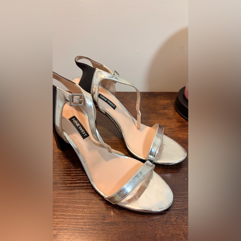 Nine West Metallic Silver Heels